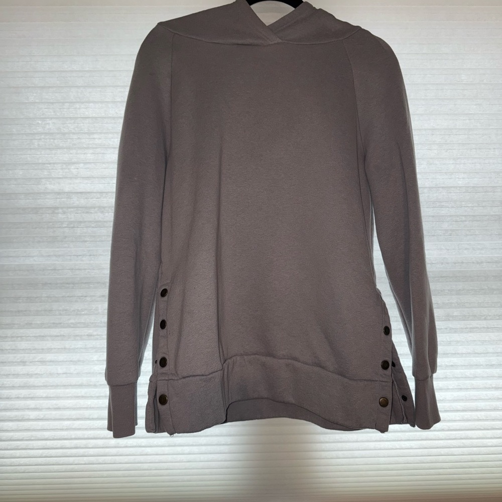 Light Purple Hooded Sweatshirt with Button Accents